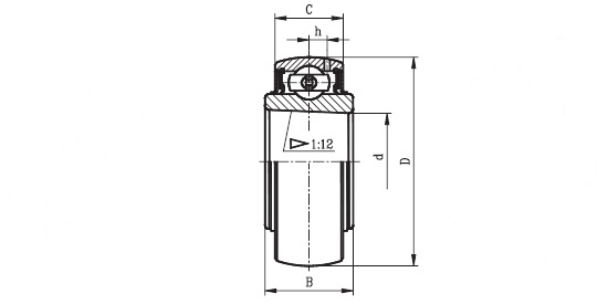 1055 K ( UK 211 ) - Bearing Insert with a 55mm bore - TR Brand Schematic