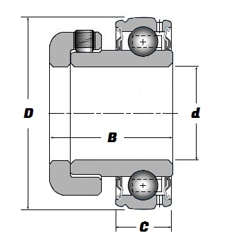 1220 20 SG - 'Premium' Bearing Insert with a 20mm bore. Schematic