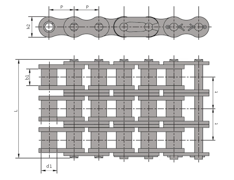 12B-3,  Roller Chain with a .3/4 inch pitch - 5 metres - Select Range Schematic