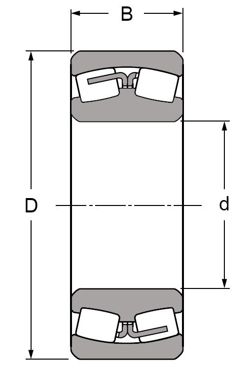 21310 C3, Spherical Roller Bearing with a Steel Cage - Budget Range Schematic