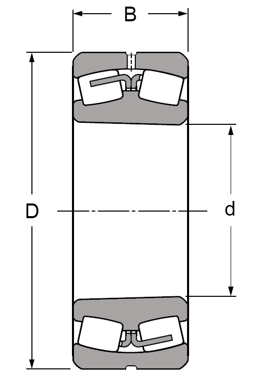 23230 K W33, Spherical Roller Bearing with a Plastic Cage - Premium Range Schematic