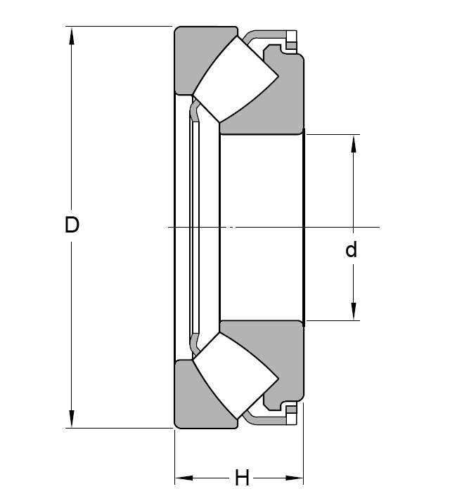 29318, Spherical Roller Thrust Bearing with a Steel Cage - Premium Range Schematic
