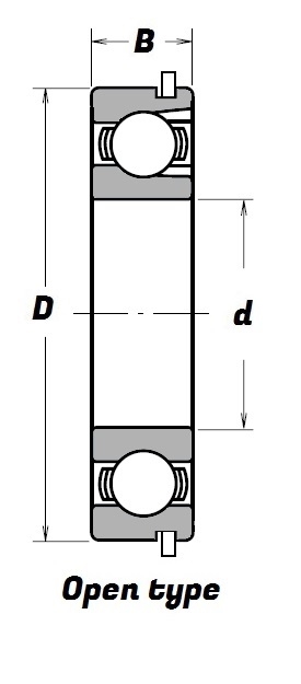306 NR, Deep Groove Ball Bearing with a 30mm bore - Select Range Schematic