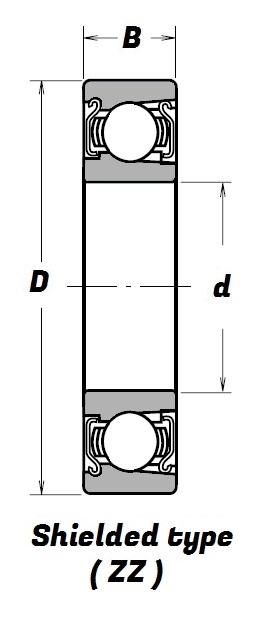 312 ZZ, Deep Groove Ball Bearing with a 60mm bore - Premium Range Schematic