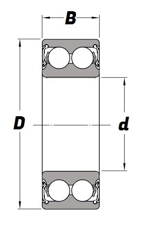 3205 2RS, Angular Contact Bearing with a 25mm bore - Premium Range Schematic
