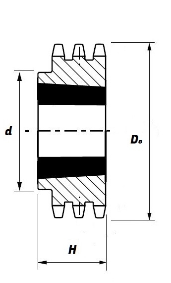 33-21 (1008) Taper Bore Triplex Sprocket to suit 06B-3 chain Schematic