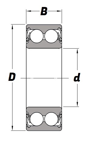 3810 2RS, Angular Contact Ball Bearing with a 50mm bore - Select Range Schematic
