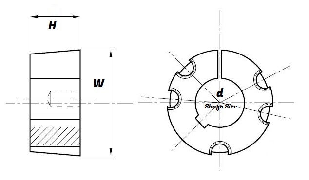 4030 - 50 Taper Bore Bush for 50 mm shaft Schematic