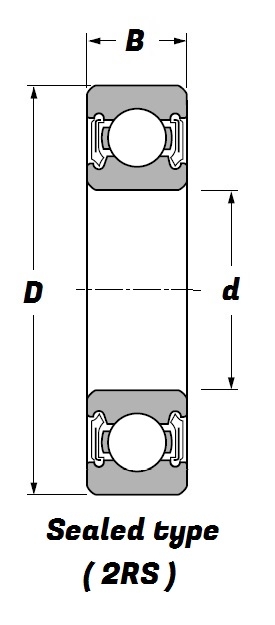 6000 2RS, Deep Groove Ball Bearing with a 10mm bore - Select Range Schematic