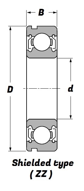 6008 ZZ N, Deep Groove Ball Bearing with a 40mm bore - Budget Range Schematic