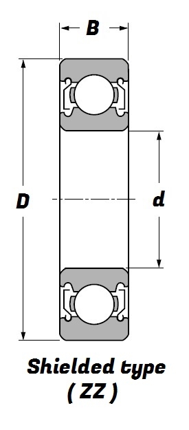 6026 ZZ, Deep Groove Ball Bearing with a 130mm bore - Premium Range Schematic