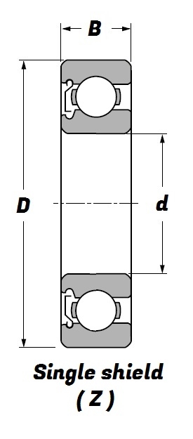 607 Z C3, Deep Groove Ball Bearing with a 7mm bore - Premium Range Schematic