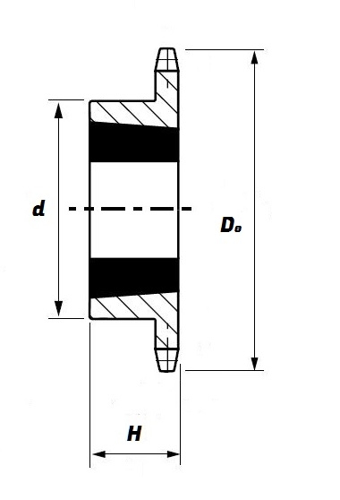 61-33 (2517) Taper Bore Simplex Sprocket to suit 12B-1 chain Schematic