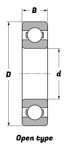 6222, Deep Groove Ball Bearing with a 110mm bore - Premium Range Schematic