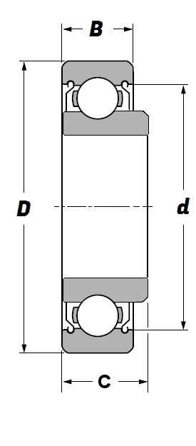 6303 ZZV, Deep Groove Ball Bearing with a 17mm bore - Budget Range Schematic
