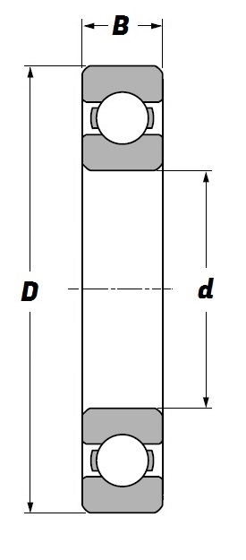 98204, Thin Section Deep Groove Ball Bearing with a 20mm bore - Premium Range Schematic