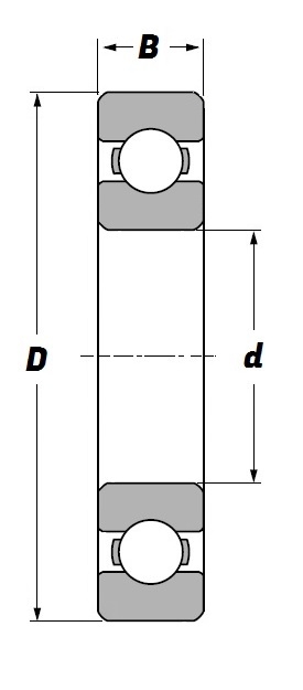 98313, Thin Section Deep Groove Ball Bearing with a 65mm bore - Premium Range Schematic