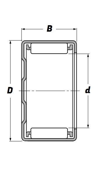BK 2212, Drawn Cup Needle Roller Bearing with a 22mm bore - Premium Range Schematic
