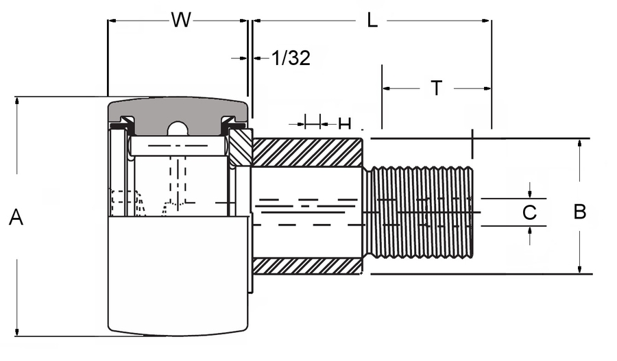 CCFE 1.1/8 SB  -  Cam Follower - Select Range Schematic