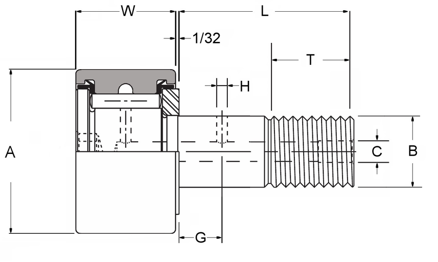 CF 10-1 PP SK - Cam Follower - Select Range Schematic