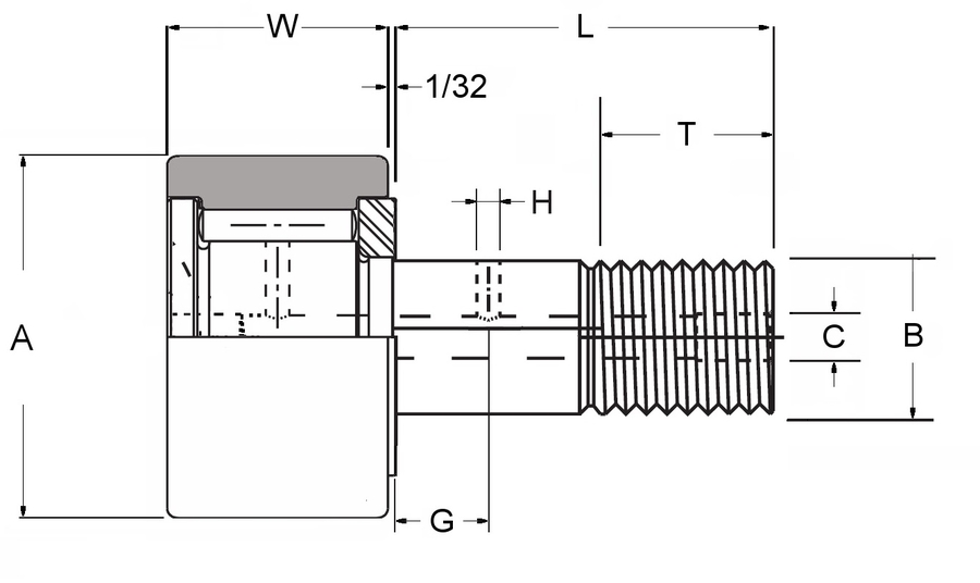 CF 40  -  Cam Follower - Select Range Schematic