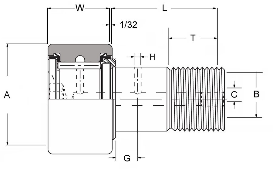 CFH 2.1/2 SB - Cam Follower - Select Range Schematic