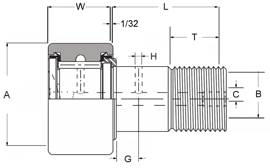 CFH .3/4 S  -  Cam Follower - Select Range Schematic