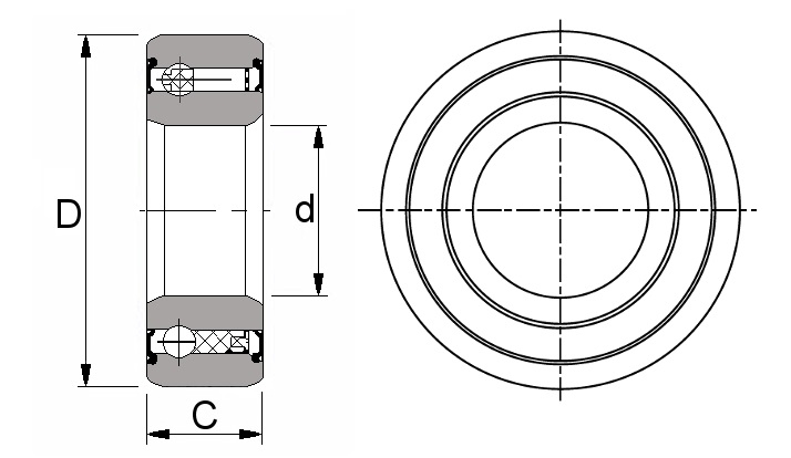 CSK 30 2RS C5, One Way Clutch Bearing with a 30mm bore - Select range Schematic