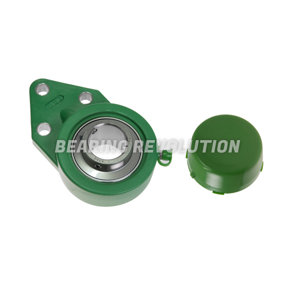 FBL 205 S/S N 6 GRN, Green Thermoplastic Flange Bracket Unit with a 25mm bore - Budget Range