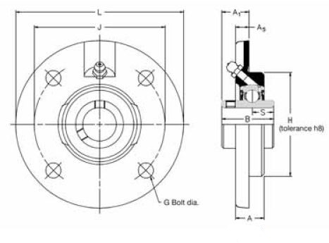 FC 35, 'Premium' Round Flange Unit with a 35mm bore. Schematic
