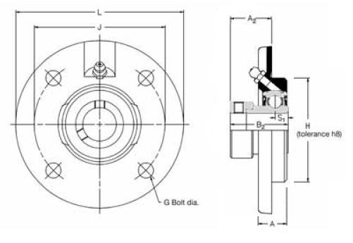 FC 40 EC, 'Premium' Round Flange Unit with a 40mm bore. Schematic