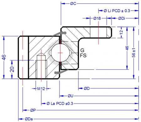 FEG 505 20 00 AA LM, Externally Geared Slewing Ring - Select Range Schematic