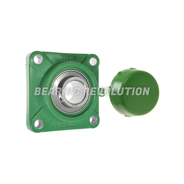 FPL 205 S/S N 6 GRN, Green Thermoplastic Square Flange Housing Unit with a 25mm bore - Budget Range