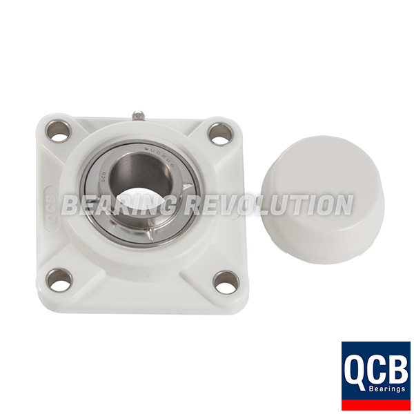 FPL 205 S/S N6 WHT, White Thermoplastic Square Flange Housing Unit with a 25 bore - Select Range