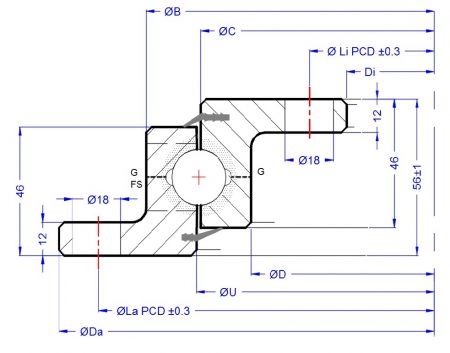 FUN 750 20 00 CC LM, Ungeared Slewing Ring - Select Range Schematic