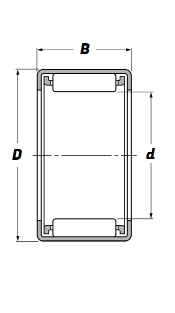 HK 0709, Drawn Cup Needle Roller Bearing with a 7mm bore - Premium Range Schematic