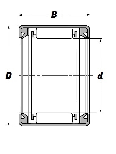 HK 1014 2RS, Drawn Cup Needle Roller Bearing with a 10mm bore - Budget Range Schematic