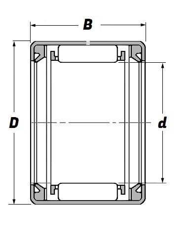 HK 1216 2RS OH, Drawn Cup Needle Roller Bearing with a 12mm bore - Premium Range Schematic
