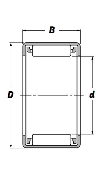 HK 2212, Drawn Cup Needle Roller Bearing with a 22mm bore - Budget Range Schematic