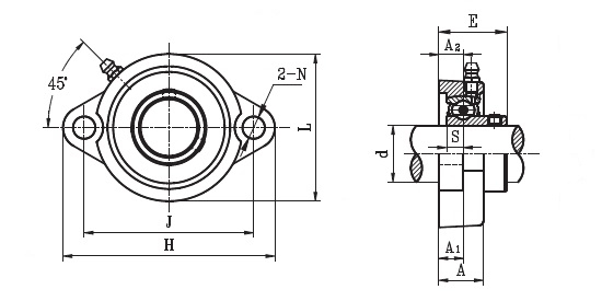 LFTC 1.7/16 A ( SBLF 207 23 ) - Oval Flange Unit with a 1.7/16 inch bore - TR Brand Schematic