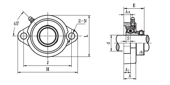 LFTC 20 EC ( SALF 204 ) - Oval Flange Unit with a 20mm bore - TR Brand Schematic