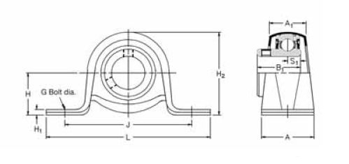 LPB 1.1/4 A, 'Premium' Pillow Block Unit with a 1.1/4 inch bore. Schematic