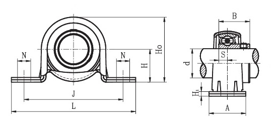 LPB 1.1/4 A ( SBPP 207 20 ) - Pillow Block Unit with a 1.1/4 inch bore - TR Brand Schematic