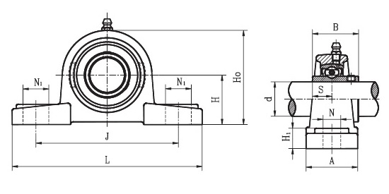 MP 65 ( UCPX 13 ) - Pillow Block Housing Unit with a 65mm bore - TR Brand Schematic