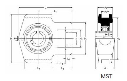 MST 25, 'Premium' Take Up Unit with a 25mm bore. Schematic