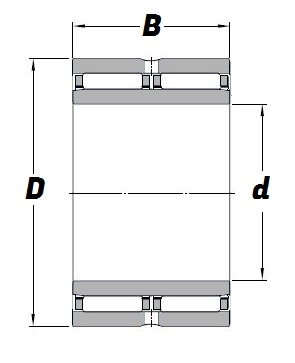 NAO 25 42 32, Needle Roller Bearing with Machined Rings and a 25mm bore - Premium Range Schematic