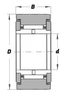NATR 40 PPX, Yoke Type Support Roller with a 40mm bore - Budget Range Schematic