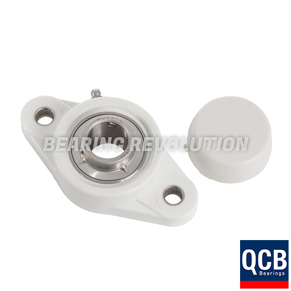 NFL 204 S/S N6 WHT, White Thermoplastic Oval Flange Housing Unit with a 20 bore - Select Range