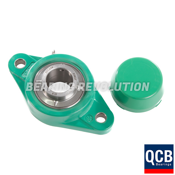 NFL 210 32 S/S N6 GRN, Green Thermoplastic Oval Flange Housing Unit with a 2 inch bore - Select Range