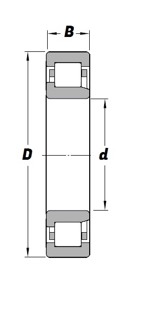 NJ 2226, NJ-Series Cylindrical Roller Bearing with a 130mm bore - Brass Cage - Budget Range Schematic